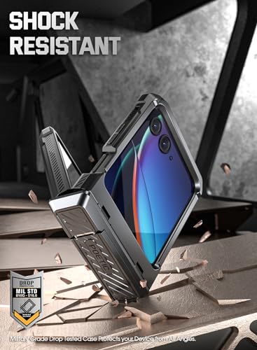 Poetic Spartan Case for Motorola Moto Razr + Plus 2023,[Kickstand][Hinge Protection], Full-Body Shockproof Cover with Kickstand, Metallic Gun Metal - image 5