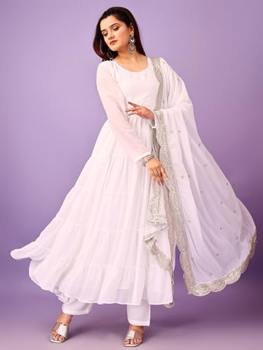 Image of Wedani Georgette Sequins Work Anarkali Kurta Set for Women