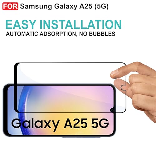 Image of CEDO Tempered Glass for Samsung Galaxy A25 (5G) | Screen Protector Full HD Quality Tempered Glass Anti-Scratch Edge to Edge Coverage with Easy Installation Kit (Black)