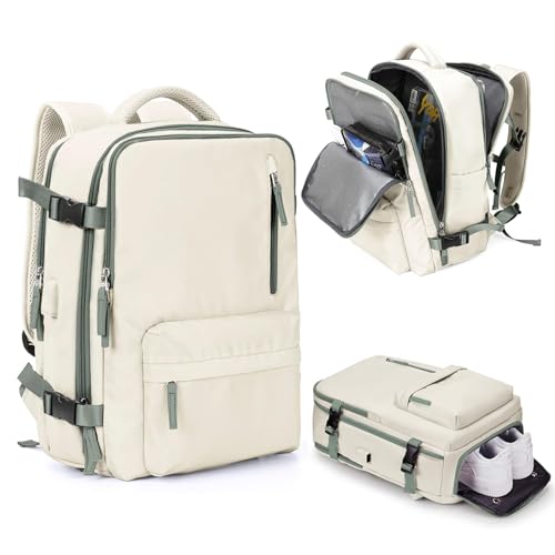 Mochila Viagem, Mochila Feminina Avião,40L Impermeável & Expansível,com Porta USB, Mochila Notebook Masculina Grande para Trabalho Casual Esportes Hiking Escolar Presente