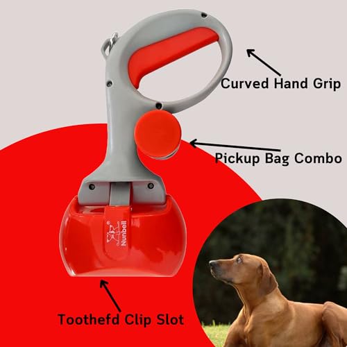 Image of Dog Poop Scooper, Poop Scooper with Bag Dispenser, Poop Picker with 1 Scented Poop Bags, Dog Potty Picker, Dog Pooper Scooper Supplies Package for Pick Up Pets Waste(Colour May Vary)
