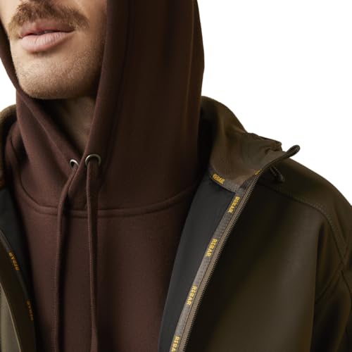 Image of ARIAT Men's Rebar Stretch Canvas Softshell Hooded Logo Jacket