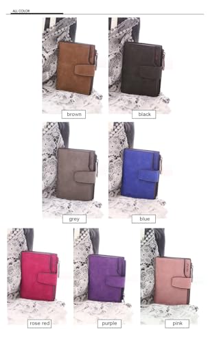 Women's Wallet, Mini Card Holder, Leather Zipper Coin Purse Handbag, Small Wallet for Women Girls, Brown, One Size2