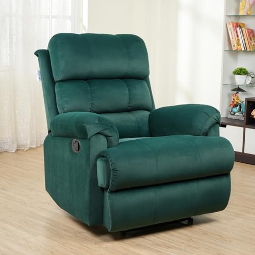 Image of Solis Royale 1 Seater Recliner Sofa Chair Suede Fabric | Hush Puffy Manual Rocking & Revolving Recliner Lounge Sofa for Relaxing | Comfortable Cushioned | Living Room, Bedroom, Home, Office