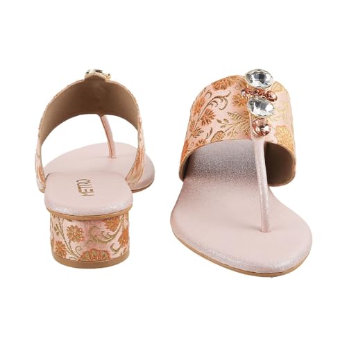 Image of Metro Women Ethnicwear Beaded Block Heel Sandal