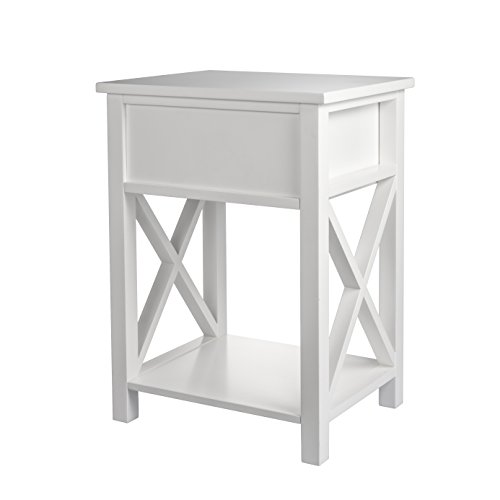 MAGIC UNION X-Design Side End Table Night Stand Storage Shelf with Bin Drawer - Thumbnail 6