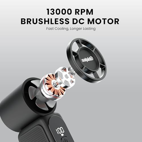 Image of SAL-TF-05 Mini Portable Fan with 13000 RPM Brushless Motor, 5 Speed Adjustment, Rechargeable USB Fan, Compact Handheld Cooling Fan for Travel, Office, Makeup & Outdoor Use (Black)