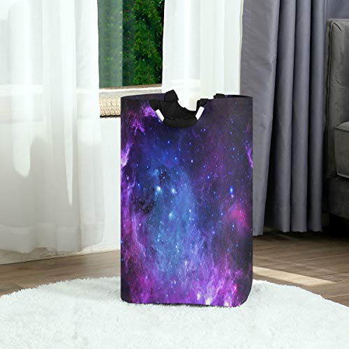 Image of senya Large Laundry Basket Shopping Foldable Clothes Bag Collapsible Fabric Laundry Hamper Folding Washing Bin (Galaxy Nebula Space)