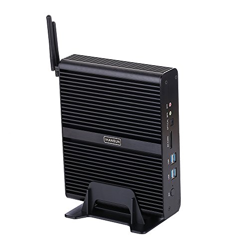 Fanless Mini PC,Desktop Computer,HTPC,Kodi Box,Windows 10 Pro/Linux Ubuntu,Intel Core I7 5500U,[HUNSN BM02],[WiFi/BT/Raid/2HDMI//2LAN/4USB3.0/4USB2.0/Optical/SD Card Reader](16G RAM/128G SSD)
