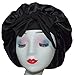 Black Anti off Hair Silk satin Bonnet with stretchy tie edge wrap Sleep bonnet night Cap for Women curly hair