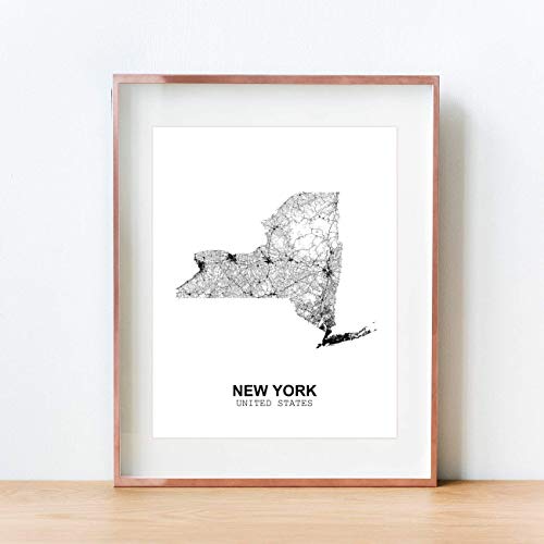 Eleville 8X10 Unframed New York United States Country View Abstract Road Modern Map Art Print Poster Wall Office Home Decor Minimalist Line Art Hometown Housewarming Wgn188 #TOP4