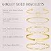 Gokeey Gold Cubic Zirconia Classic Tennis Bracelets for Women Trendy 14K Gold Plated Bangle Cuff Bracelet Set for Women Love Tike Knot Paperclip Figaro Bracelet Stack No Tarnish Bracelets Waterproof Simple Fashion Jewelry Gifts