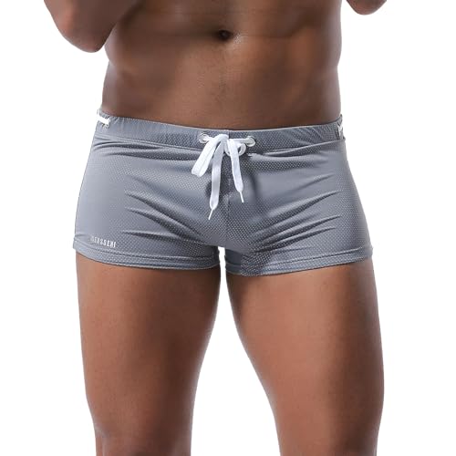 Sexy Swimwear Men's Swimsuits Swim Board Surf Boxer Briefs Trunks Shorts Low Waist Drawstring Tropical Swimming Trunks 1