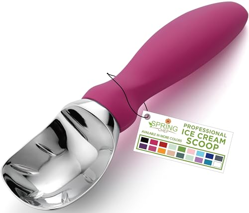 Image of Spring Chef Heavy Duty Metal Ice Cream Scooper w /Soft Grip Handle, Magenta