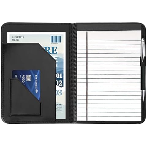 Gorbado Junior Padfolio Portfolio with 5 x 8 Writing Pad, A5 Business Portfolio Binder Folder Organizer Case for Men Women, Black. Cover