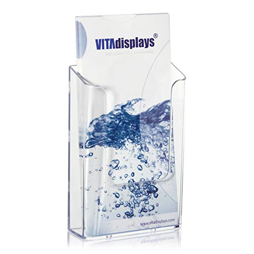 VITAdisplays Wand-Flyerhalter DIN lang / A6 (Postkarte) Transparent (NE-107WA)