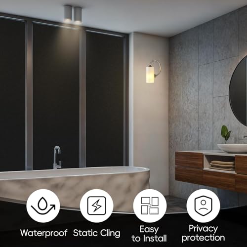 Image of CREON Total Blackout Window Film Privacy, 100% UV Blocking (12 x 36 Inch) Inches Dark Window for Home Decorative Heat Control Window Film