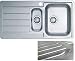 Produktbild VBChome Edelstahlspüle 98 x 50 cm Satinstruktur Spülbecken mit Hahnloch Abtropffläche Links 1,5 Becken Ablaufgarnitur Einbauspüle Camping Küchenspüle