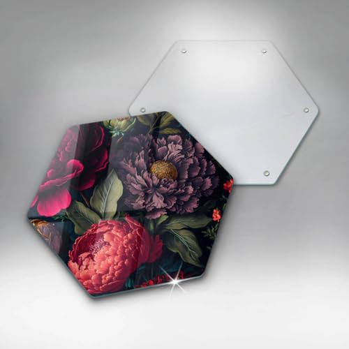 Planche à découper induction 40cm Wallfluent - Protection plaque motif fleurs - 6