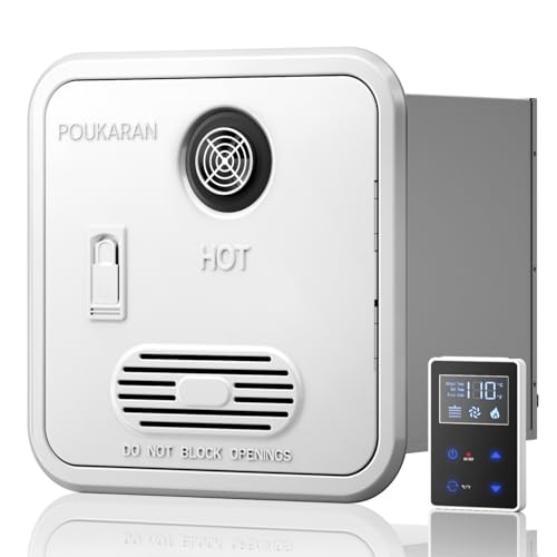 Image of RV Tankless Water Heater 55,000 BTU, On Demand Instant Hot Water Heater, DC 12V, High Altitude Available, 15x15 inch White Door, Propane Gas, Compact Design, Compatible with all RVs
