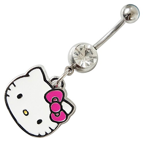 Hello KittyHello Kitty - Belly Bar Navel Ring - White Enamel Kitty Head