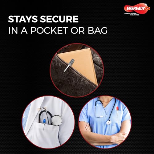 Image of Eveready Penlite DL01, Pocket Size 0.2W Doctor's Torch, Soft Yellow LED Light, Pupil Gauge, Durable Aluminium Body, Powered by 2 AAA Ultima Alkaline Batteries (Included)
