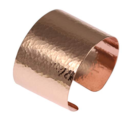 John S. Brana Wide Hammered Copper Cuff Bracelet Handmade Jewelry - 100% Uncoated Solid Copper
