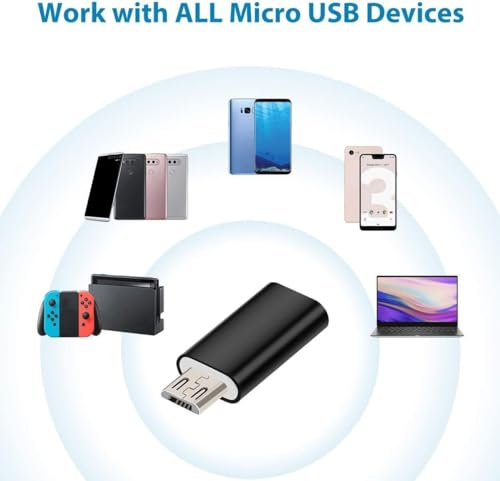 Image of USB-C to Micro USB Adapter, USB Type C Female to Micro USB Male Converter USB C to Micro B 2.0 Charge & Data Sync Compatible with Smartphones and Tablet (2 Pack