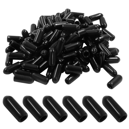 Image of 60 Pcs 3mm (1 /8 inch) Rubber End Caps Bolt Screw Protector, Black | PVC Flexible Impact Absorbing, Prevents Scuffs Dust Rust, Fits 3-3.5mm Round Tube Threads, Indoor Outdoor Use
