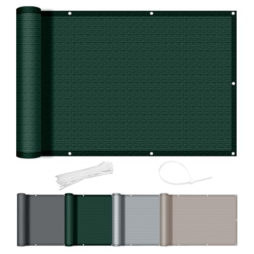 AXT SHADE Pantalla Privacidad Balcón 80x400cm HDPE Ocultacion Balcon Protección Viento y Los Rayos UV con Ataduras de Cables para Exterior Terraza-Verde