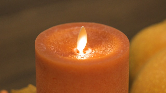 Image of Luminara Sea Glass Flameless Candle, Adobe 3 inch x 4.5 inch, Moving LED Flame Pillar with Timer, Battery Operated, Real Wax, Unscented Home Decor