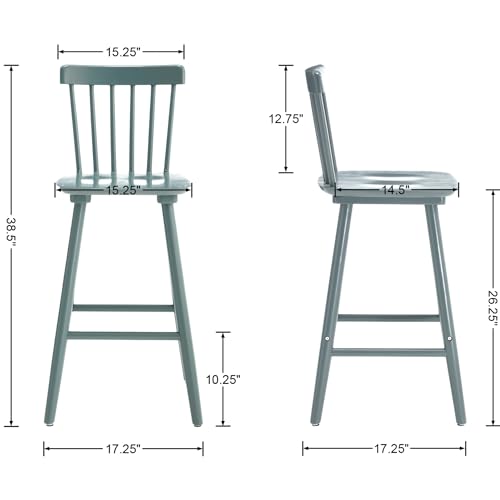 Windsor-Bar-Stools-Set-of-4-26-Inch-Counter-Height-Barstools-Wooden-Barstools-with-Spindle-BackBigger-Seat-for-Kitchen-IslandBreakfast-BarHome-Pub-Grey Windsor Bar Stools Set of 4 26 Inch Counter Height Barstools Wooden Barstools with Spindle BackBigger Seat for Kitchen IslandBreakfast BarHome Pub Grey
