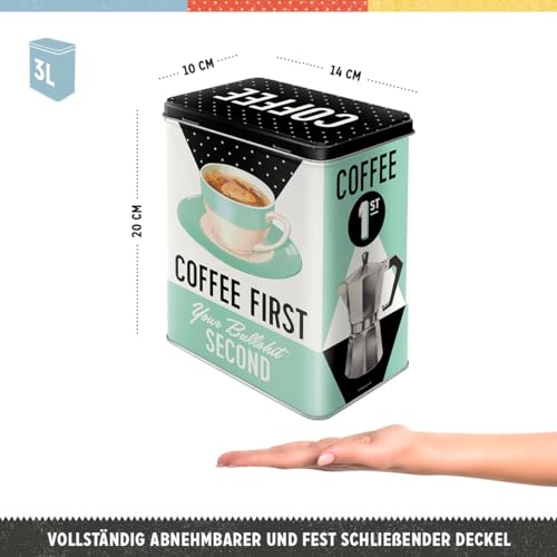 Foto von Nostalgic-Art Retro Vorratsdose L, 3 l, Coffee First – Geschenk-Idee für Kaffee-Fans, Große Kaffee-Dose aus Blech, Vintage Design, Kaffee-Deko