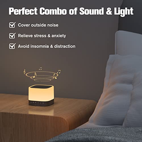 Buffbee Sound Machine With Night Light, 20 Soothing Sleep Sounds, Customizable Glow Lights With 10 Colors, Battery Or Ac Adapter Powered, Non-Looping White Noise For Kids, Adults And Baby #TOP1