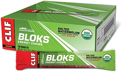 CLIF BLOKS - Energy Chews - Salted Watermelon -Non-GMO - Plant Based Food - Fast Fuel for Cycling and Running -Workout Snack (2.1 Ounce Packet, 18 Count) - (Assortment May Vary)