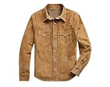Mens Tan Suede Leather Shirt Jacket Men Western Cowboy Tan Brown Suede Western Overshirt Men