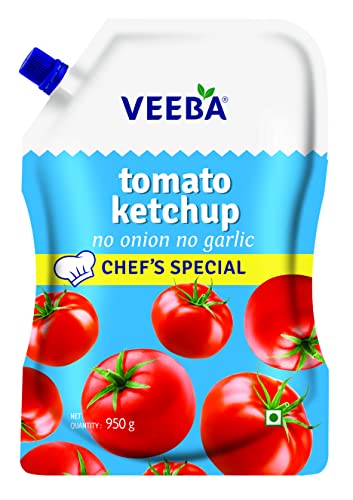Image of Veeba CHEESY SPREAD & DRESSING (450G) TOMATO KETCHUP - NO ONION NO GARLIC CHEF'S SPECIAL (900G)
