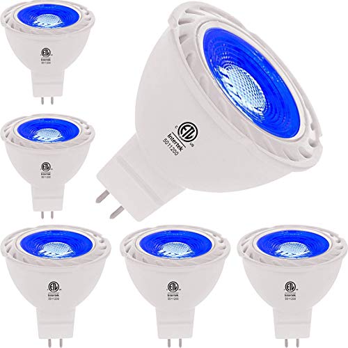 ブルー MR16 LED 電球 50W相当 ハロゲン交換用 6W 12V バイピン GU5.3 屋外 景観 庭 照明 - 6個パック