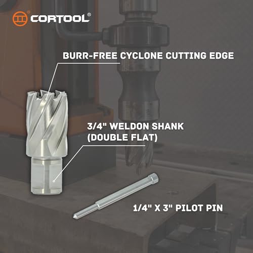 Cortador anular HSS M2 profesional de 1" y vástago Weldon de dos planos 3