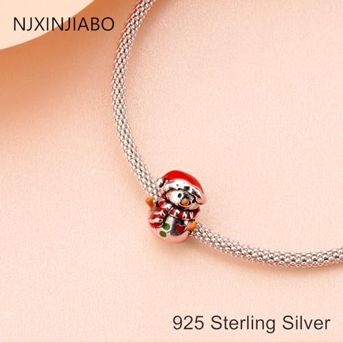 Image of Christmas Snowman Charms for Women Charm Bracelets, 925 Sterling Silver Mother's Day Halloween Birthday Christmas Jewelry Gift for Women