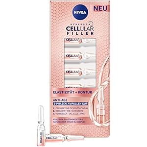 NIVEA Cellular elasticiteit + contour 2-fasen ampullen kuur (7 x 1,2 ml), gezichtskuur met hyaluron en elastine booster…