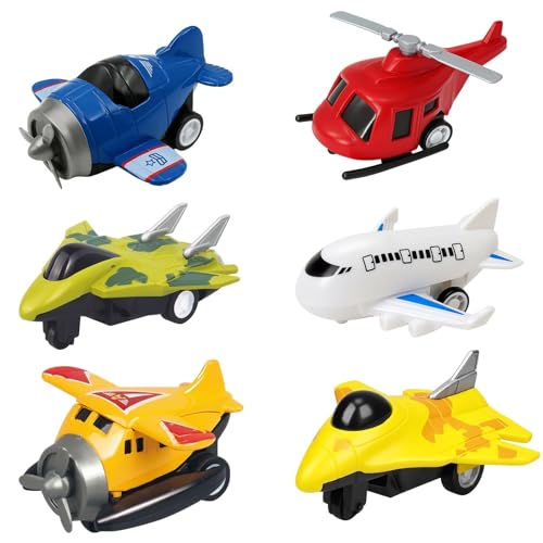 6 Helicopter Toy Set, Airplane Toys for Toddlers, Toy Aeroplane Collection for Imaginative Play, Ideal for 2-8 Year Olds, Durable Design for Role-Playing Scenarios