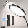 Floor Lamp, 18W Bright LED Floor Lamps for Living Room with Diamond-Surface, Stepless Adjustable Colors & Dimmer Standing Lamp with Timer, Remote & Touch Control, Reading Lights for Bedroom, Office