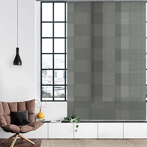 GoDear Design Persianas de panel deslizante ajustable, se adapta a ventanas, puertas de patio, puertas corredizas de vidrio, puertas de armario, ancho de riel ajustable de 45.8 a 86 pulgadas, altura