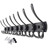 WEBI Coat Rack Wall Mount Long,8 Tri Hooks for Hanging Coats,30 inch Hook Rack Rail,Coat Hanger Wall Mounted for Clothes,Jacket,Hat,Black