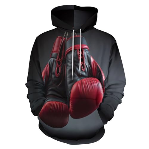 Pull imprimé couple gants de boxe 3D sweat à capuche sport décontracté
