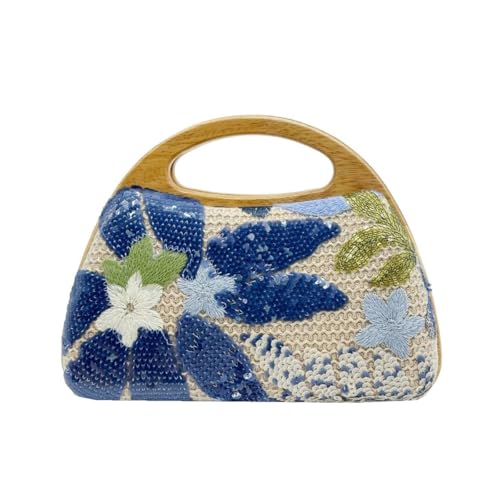 Image of UMREN Straw Clutch Handbags Women Beach Crossbody Hand-woven Summer Purse Wallet Top handle Evening Bag for Wedding Party