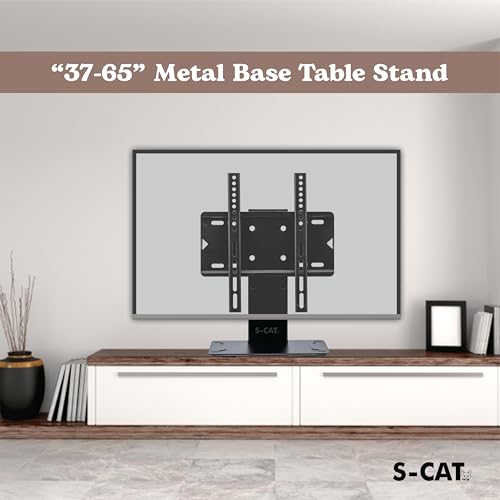 Image of S-CAT Table Top TV Stand for 14-42 Inch LED LCD Smart TVs, Portable TV Stand, Stand with Adjustable Mount, LED TV Floor Stand for Desk /Table (Contact Customer Care for Any Difficulty in Installation)