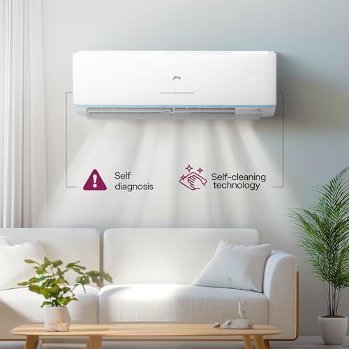 Image of Godrej 1.5 Ton 3 Star, 5 Years Comprehensive Warranty, AI powered, Anti-Leak, 5-In-1 Convertible Cooling, Inverter Split AC (Copper, Heavy duty cooling At 52C, AC 1.5T EI 18DINV3R32 SYB AL, White)