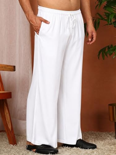 See Designs Store See Designs Men's Solid Wide Fit Rayon White Pyjamas - Image 6